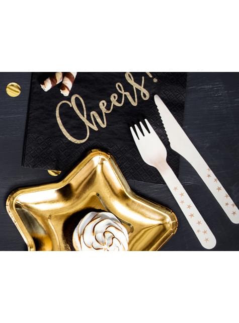 18 cubiertos con estrellas doradas de madera - New Year’s Eve Collection