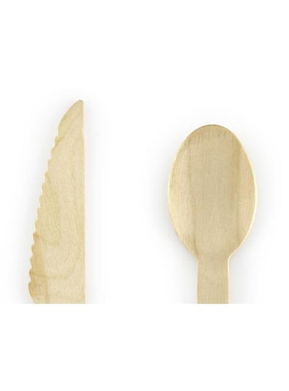 18 cubiertos estampados negro de madera - Partydeco | Funidelia
