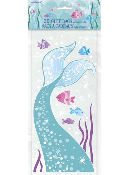 20 bolsas para chucherías cola de sirena - Sirena bajo del mar - Unique | Funidelia