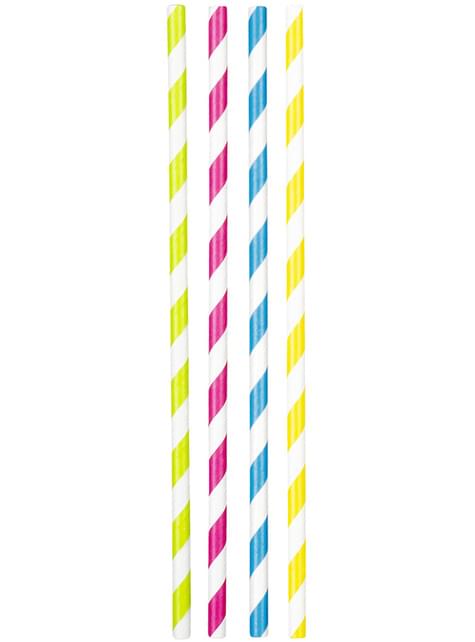 20 pajitas con rayas colores surtidos