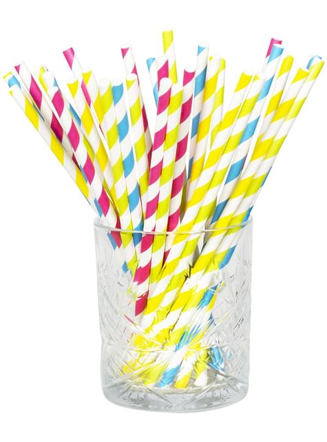 20 pajitas con rayas colores surtidos