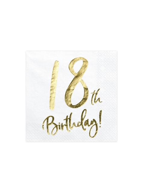 20 servilletas blancas “18th Birthday“ de papel (33x33 cm) - Milestone birthday - Partydeco | Funidelia