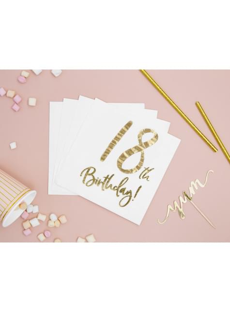 20 servilletas blancas “18th Birthday“ de papel (33x33 cm) - Milestone birthday - Partydeco | Funidelia