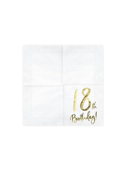 20 servilletas blancas “18th Birthday“ de papel (33x33 cm) - Milestone birthday - Partydeco | Funidelia