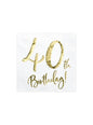 20 servilletas blancas “40th Birthday“ de papel (33x33 cm) - Milestone birthday