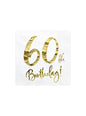 20 servilletas blancas “60th Birthday“ de papel (33x33 cm) - Milestone birthday