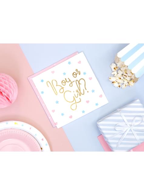 20 servilletas blancas “Boy Or Girl?“ de papel (33x33 cm) - Gender Reveal Party - Partydeco | Funidelia