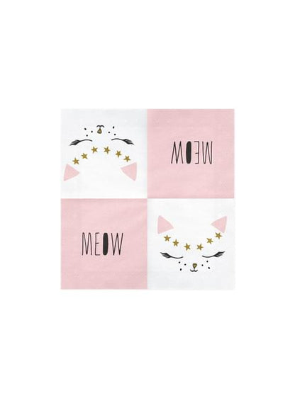 20 servilletas blancas con estampado de gato de papel (33x33 cm) - Meow Party - Partydeco | Funidelia