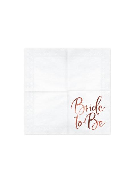 20 servilletas blancas con estampado en oro rosa “Bride To Be“ de papel (33x33 cm) - Rose Gold Bride To Be