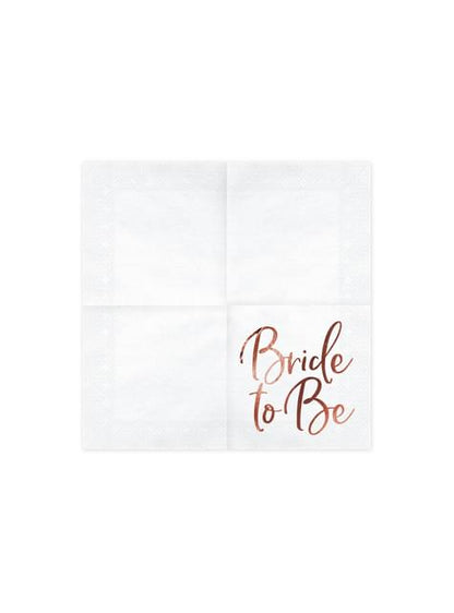 20 servilletas blancas con estampado en oro rosa “Bride To Be“ de papel (33x33 cm) - Rose Gold Bride To Be