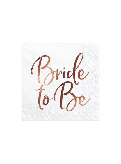 20 servilletas blancas con estampado en oro rosa “Bride To Be“ de papel (33x33 cm) - Rose Gold Bride To Be