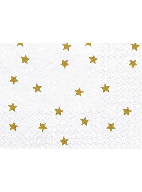 20 servilletas blancas con estrellas doradas de papel (33x33 cm) - Partydeco | Funidelia