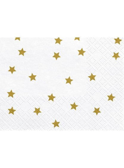 20 servilletas blancas con estrellas doradas de papel (33x33 cm) - Partydeco | Funidelia
