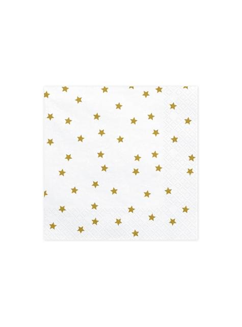 20 servilletas blancas con estrellas doradas de papel (33x33 cm) - Partydeco | Funidelia
