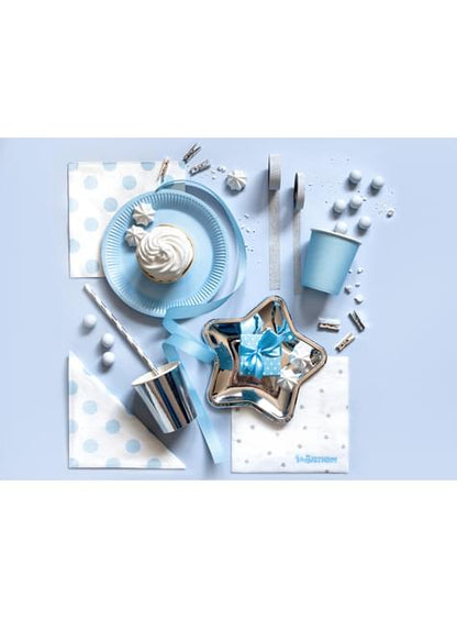 20 servilletas blancas con estrellas plateadas “1St Birthday“ de pape (33x33 cm) - Blue 1st Birthday