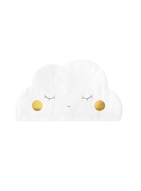 20 servilletas blancas con forma de nube de papel (32x19 cm) - Golden Sky - Partydeco | Funidelia