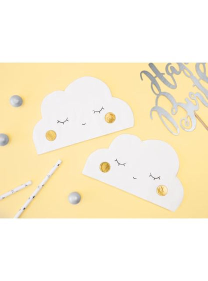 20 servilletas blancas con forma de nube de papel (32x19 cm) - Golden Sky - Partydeco | Funidelia