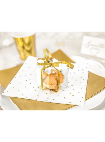20 servilletas blancas con lunares dorados de papel (33x33 cm) - First communion