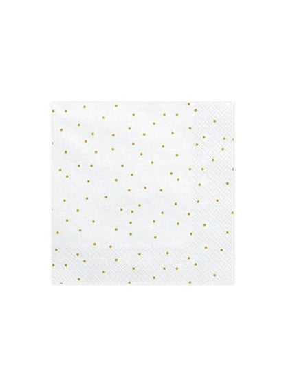 20 servilletas blancas con lunares dorados de papel (33x33 cm) - First communion