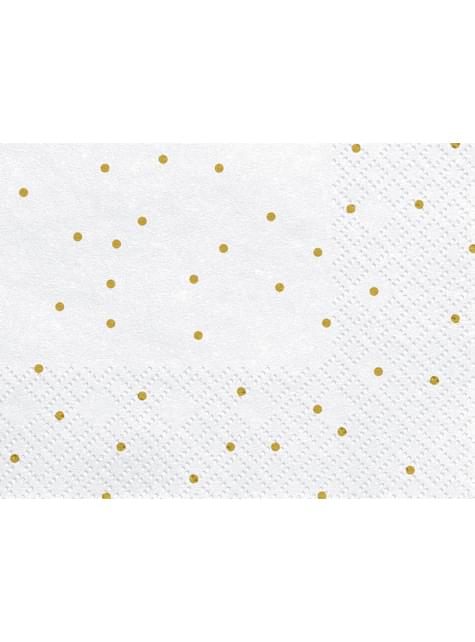 20 servilletas blancas con lunares dorados de papel (33x33 cm) - First communion
