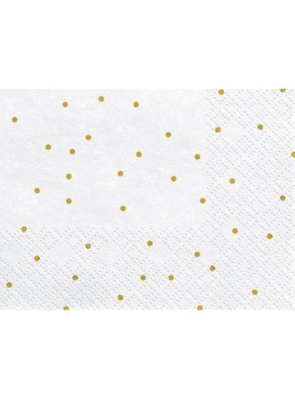 20 servilletas blancas con lunares dorados de papel (33x33 cm) - First communion