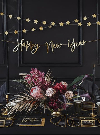 20 servilletas Fin de Año Happy New Year negras y doradas (33 x 33 cm) - New Year’s Eve Collection