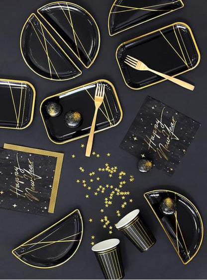 20 servilletas Fin de Año Happy New Year negras y doradas (33 x 33 cm) - New Year’s Eve Collection