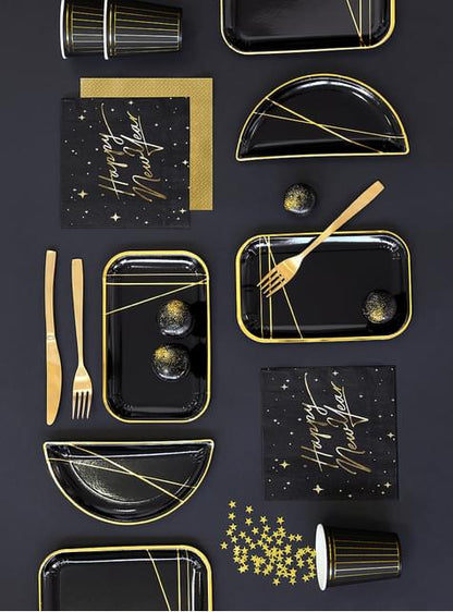 20 servilletas Fin de Año Happy New Year negras y doradas (33 x 33 cm) - New Year’s Eve Collection