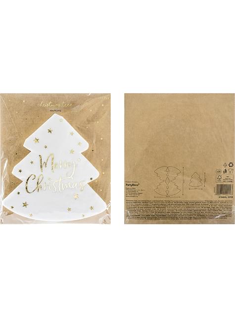20 servilletas navideñas Merry Christmas con forma de árbol (16 x 16,5 cm)