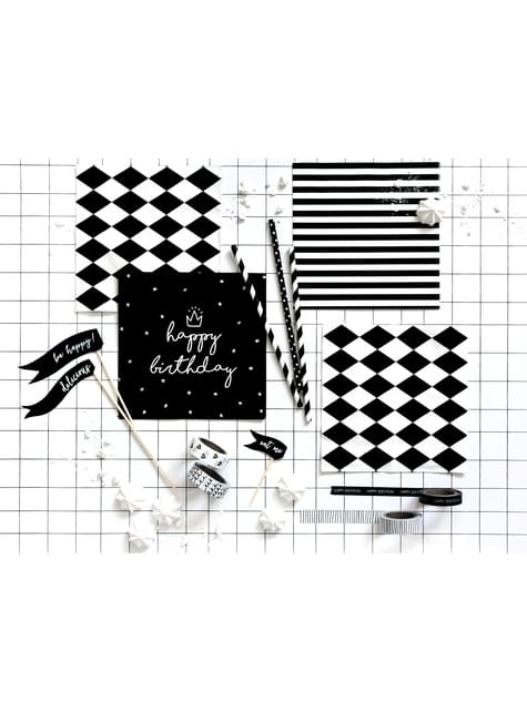 20 servilletas negras “Happy Birthday“ de papel (33x33 cm) - Happy Birthday