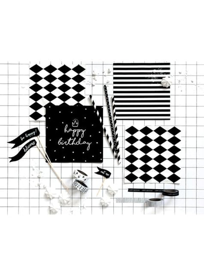 20 servilletas negras “Happy Birthday“ de papel (33x33 cm) - Happy Birthday