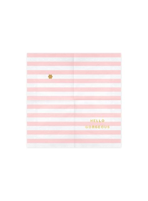 20 servilletas rosa pastel con estampado “Hello Gorgeous“ de papel (33x33 cm) - Yummy