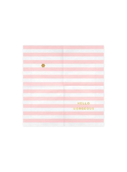20 servilletas rosa pastel con estampado “Hello Gorgeous“ de papel (33x33 cm) - Yummy