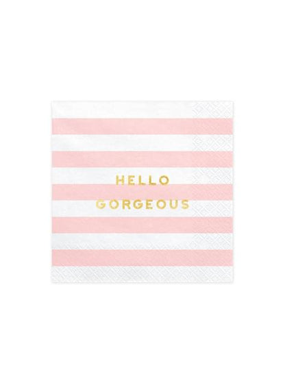 20 servilletas rosa pastel con estampado “Hello Gorgeous“ de papel (33x33 cm) - Yummy