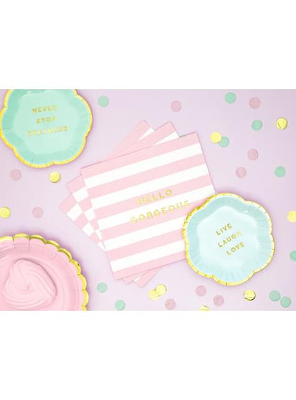 20 servilletas rosa pastel con estampado “Hello Gorgeous“ de papel (33x33 cm) - Yummy