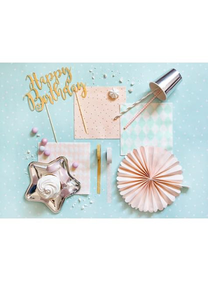 20 servilletas rosas con lunares dorados de papel (33x33 cm) - Wedding in rose colour - Partydeco | Funidelia