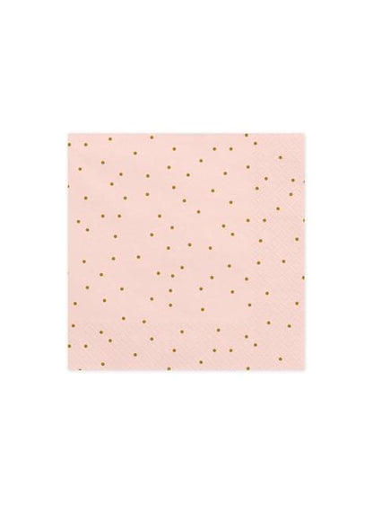 20 servilletas rosas con lunares dorados de papel (33x33 cm) - Wedding in rose colour - Partydeco | Funidelia