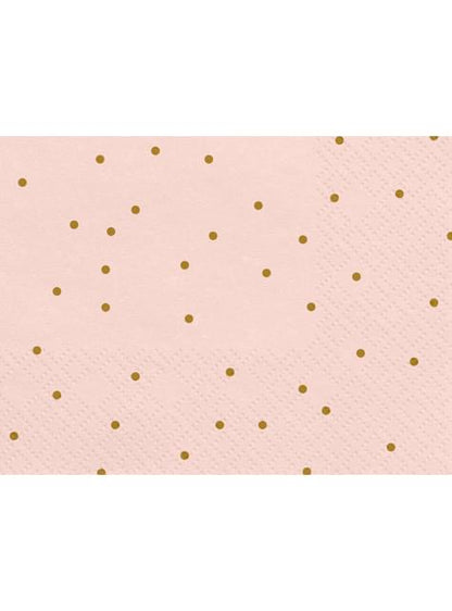 20 servilletas rosas con lunares dorados de papel (33x33 cm) - Wedding in rose colour - Partydeco | Funidelia
