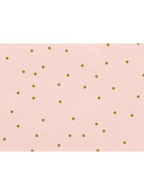 20 servilletas rosas con lunares dorados de papel (33x33 cm) - Wedding in rose colour - Partydeco | Funidelia