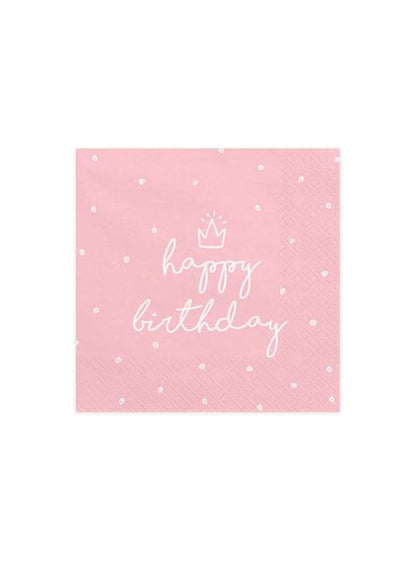 20 servilletas rosas “Happy Birthday“ de papel (33x33 cm) - Happy Birthday - Partydeco | Funidelia