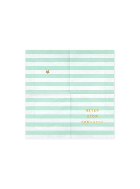 20 servilletas verde pastel con estampado “Never stop dreaming“ de papel (33x33 cm) - Yummy - Partydeco | Funidelia