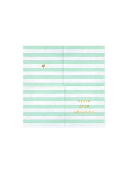 20 servilletas verde pastel con estampado “Never stop dreaming“ de papel (33x33 cm) - Yummy - Partydeco | Funidelia