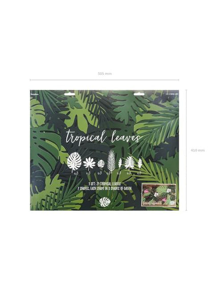 21 hojas tropicales decorativas - Aloha Turquoise - Partydeco | Funidelia