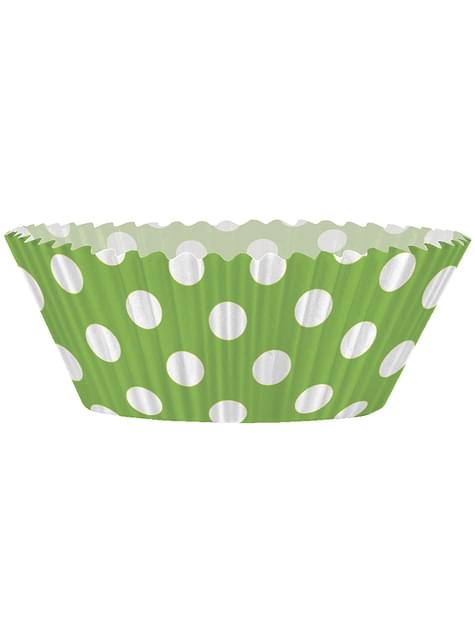 24 Cápsulas de cupcake + 24 toppers color verde lima y topos - Unique | Funidelia
