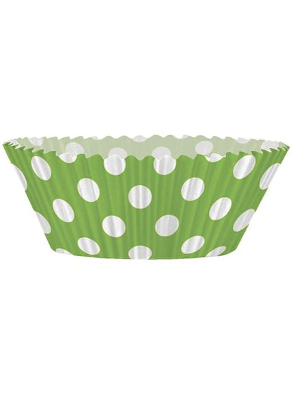 24 Cápsulas de cupcake + 24 toppers color verde lima y topos - Unique | Funidelia