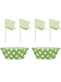 24 Cápsulas de cupcake + 24 toppers color verde lima y topos - Unique | Funidelia