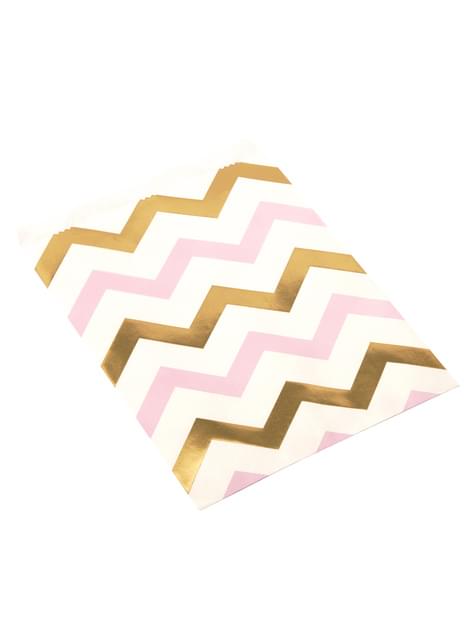 25 bolsitas de zigzag rosa y dorado - Pattern Works Pink