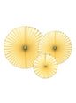 3 abanicos de papel decorativos amarillos con borde dorado - Yummy - Partydeco | Funidelia