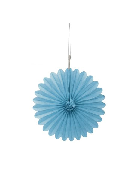 3 Abanicos de papel decorativos azul cielo (15,2 cm) - Línea Colores Básicos - Unique | Funidelia