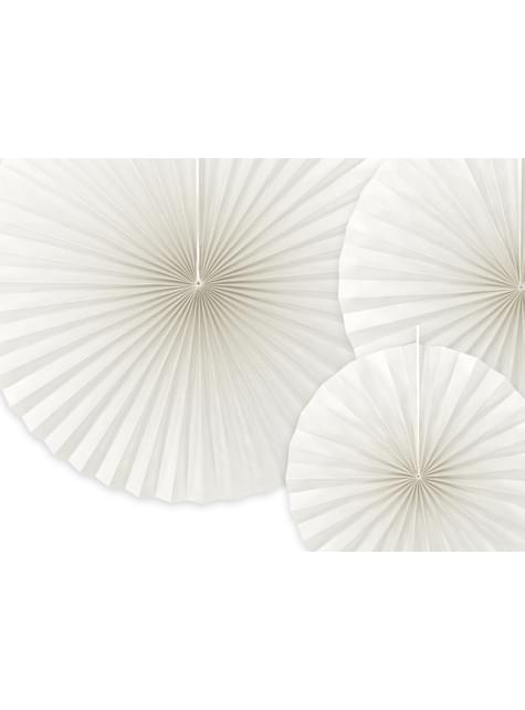 3 abanicos de papel decorativos blanco roto - Partydeco | Funidelia
